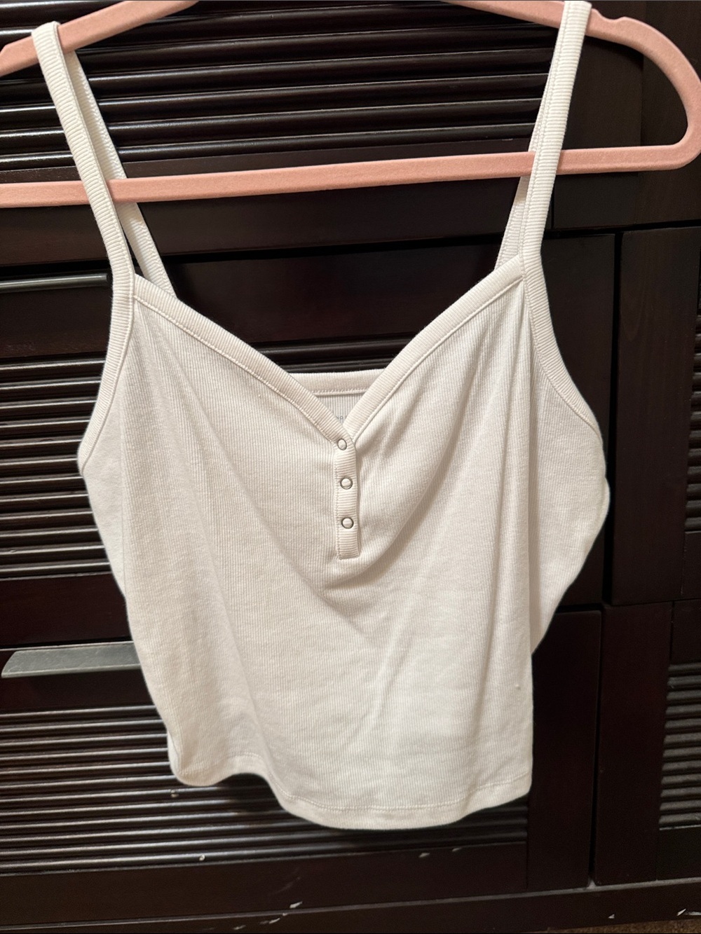 No Boundaries Cream Ribbed Snap-Front Tank Top